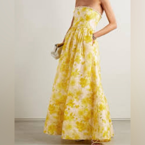 ZIMMERMANN WONDERLAND SHELL EMBELLISHED SILK BLEND GOWN YELLOW - Picture 7 of 10